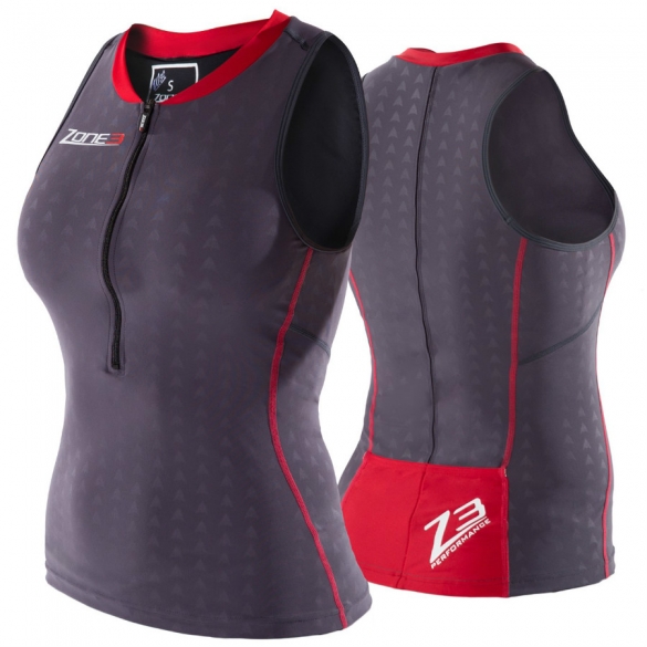 Zone3 Aquaflo tri top grijs-rood dames 2015 Z14197